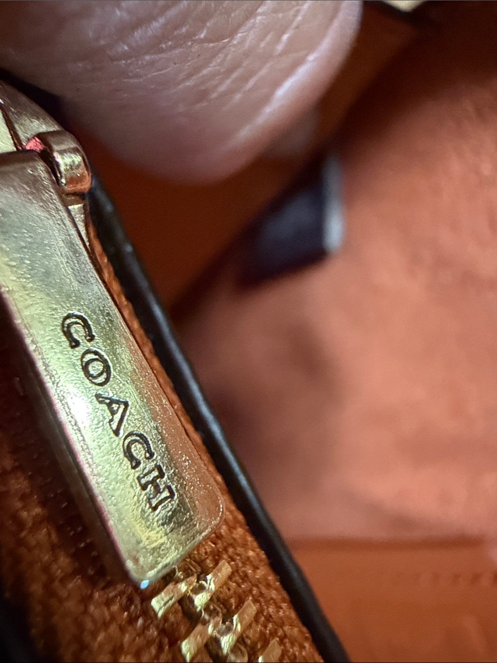 Coach Pebbled Leather Crossbody in Burnt Orange with Gold Hardware - Picture 6 of 9
